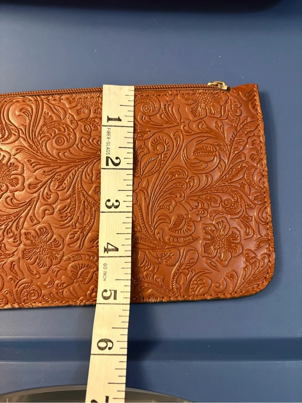 NWT ICOLRAE Cognac Brown Embossed Tooled Tote Bag & Wristlet Set Boho - Picture 3 of 13